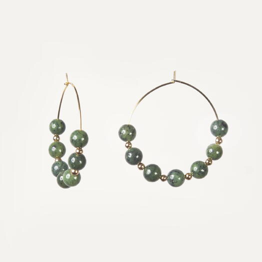 Серьги Самшит Нефрит 14K (EAR1156)
