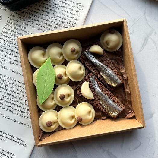 Шоколадные пельмени с бутербродами из бельгийского шоколада,подарок мужчине,папе,мужу,брату,коллеге