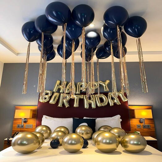 "Midnight Gold" Luxury Room Decor - Navy Blue   Gold Birthday Set