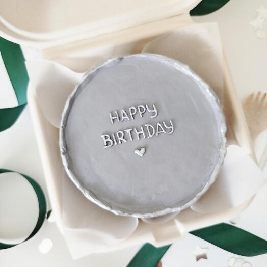 Бенто-торт Happy Birthday серый