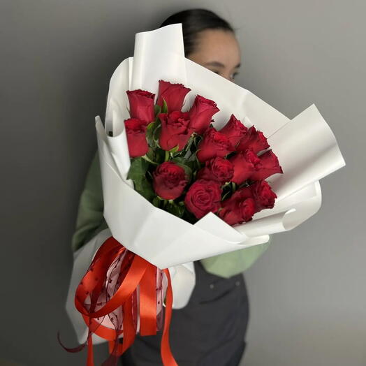 🌹Монобукет из 15 роз Кения "Любовь навсегда"