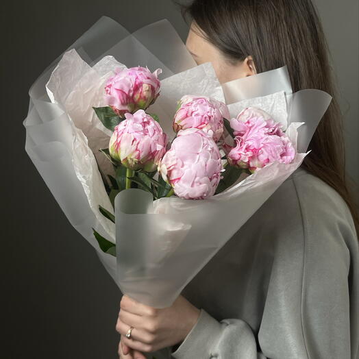 🌸 7 розовых пионов «Сара Бернар»