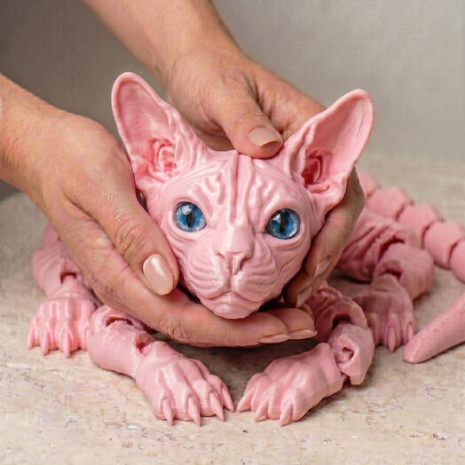 Кот сфинкс большой розовый