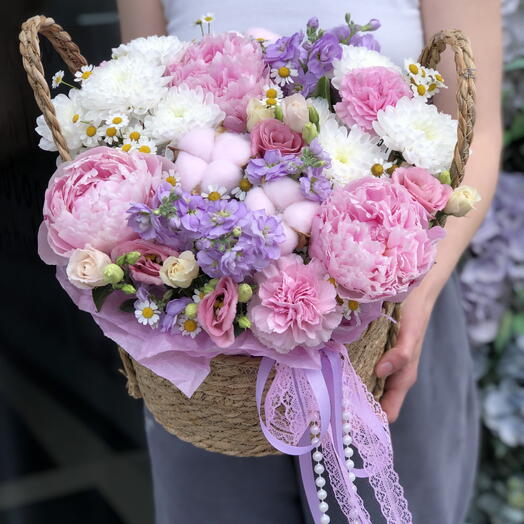 🌸🌸🌸Корзина с цветами «Лавандовая сказка»