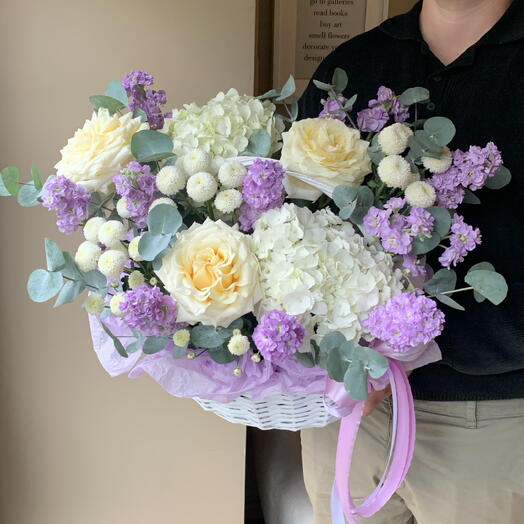 Композиция «Лавандовый сад» с маттиолой и гортензиями💜