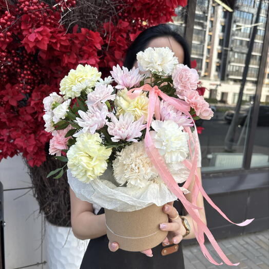 Нежная композиция с диантусами🤍💗