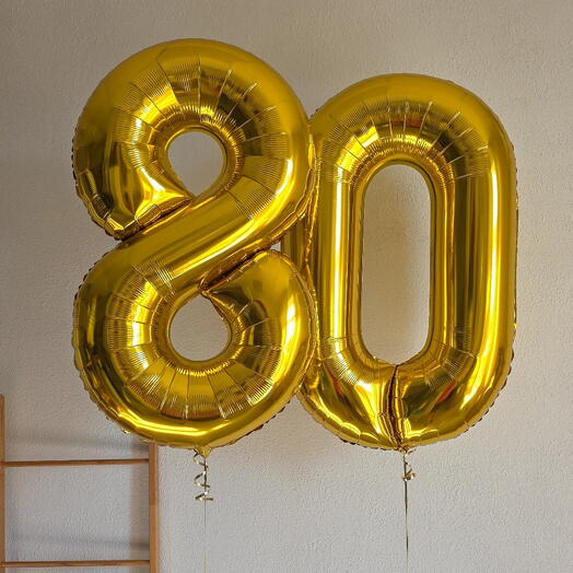 Шары две цифры золото 80