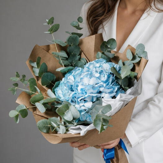 Bouquet of Hydrangeas with Eucalyptus