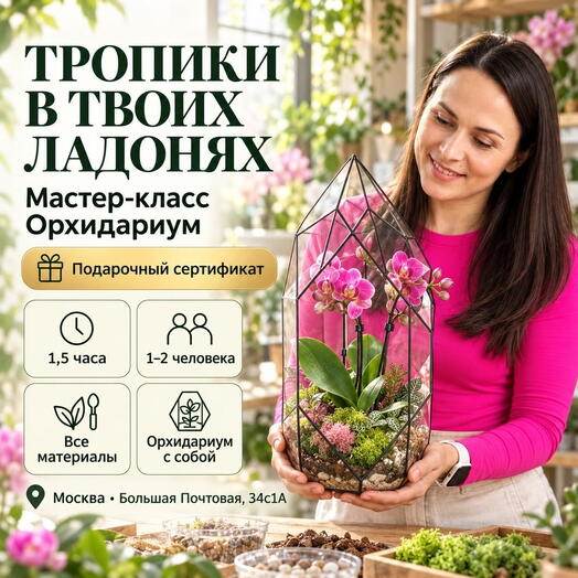 Подарочный сертификат «Мастер-класс Орхидариум» (Пакет 1, 1 человек)