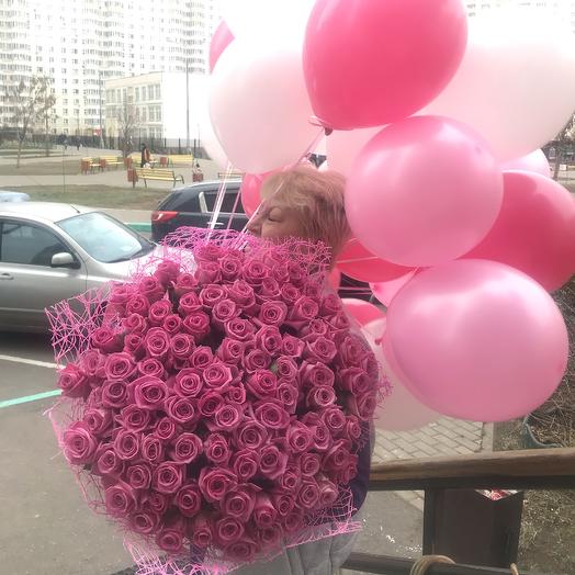 Букет 101 розовая роза С любовью 💝