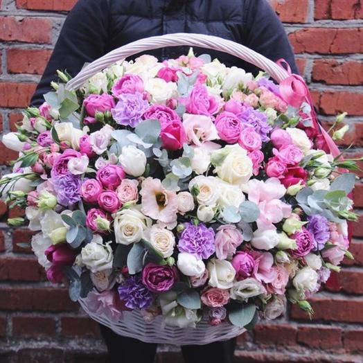 A lush basket of flowers