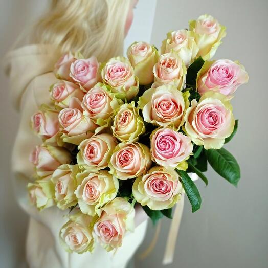 25 rosas ecuatorianas blancas y Rosadas