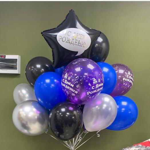 Men's mix of 20 latex balloons and 1 foil balloon