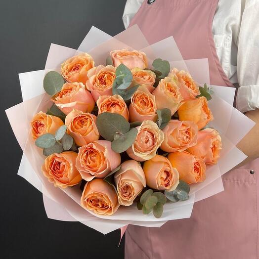 Ramo de rosas peonías de melocotón (21 piezas)