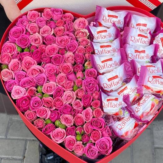 Flores en Caja en forma de corazón