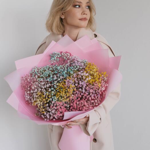 Bouquet of multicolored gypsophila "Universe of love"