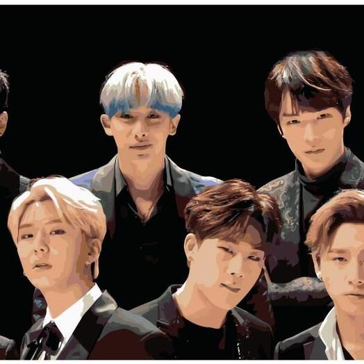 Картина по номерам V-99 "K-pop Monsta X. Участники группы" 40х60