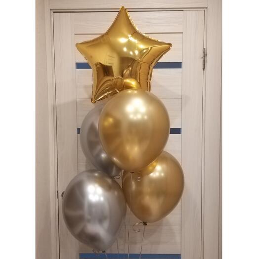 Фонтан из 5 гелиевых шаров