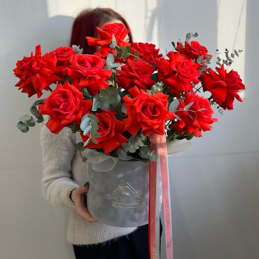 ♥️Французская роза в коробке(*цвет коробки может быть изменен)