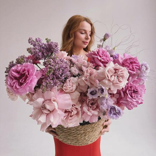 Большая корзина в розовой гамме "PINK SPRING"
