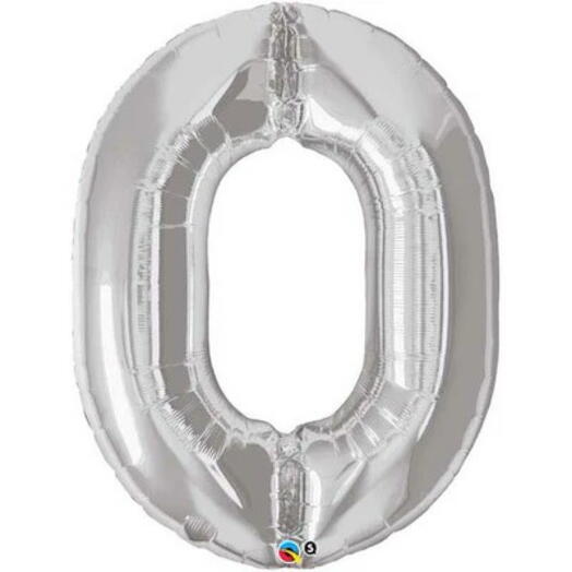 Silver Number Zero Helium Balloon