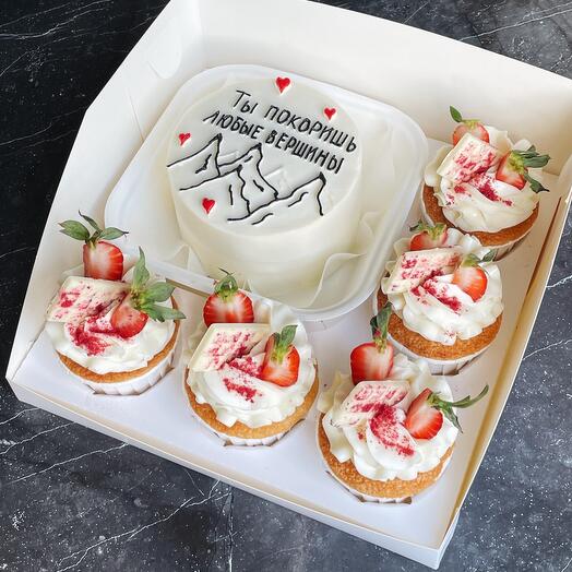Set of Bento cake and cupcakes 5 pieces as a gift