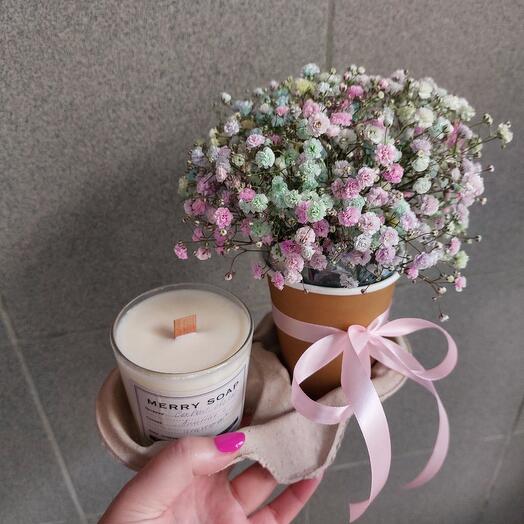 Набор "Цветы+свеча"🌸🔥