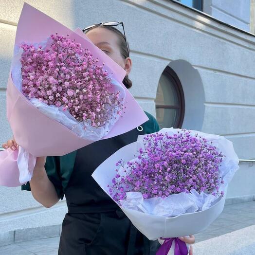 Букет мини из сиреневых гипсофил