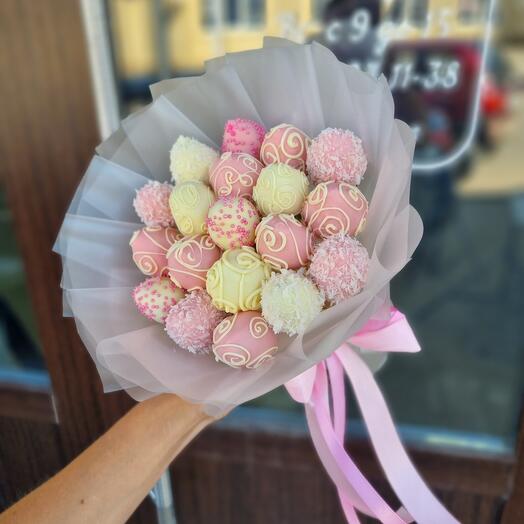 Букет из клубники в шоколаде Розовый