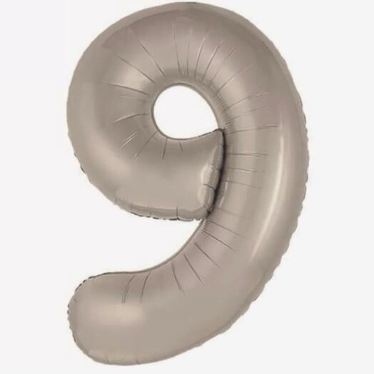 Фольгированный воздушный гелиевый шар цифра 9 крем 102 см (40 дюймов) для украшения праздника и дня рождения