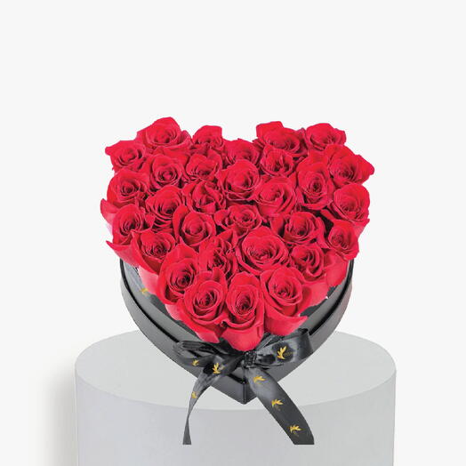 Red Roses in Heart Box