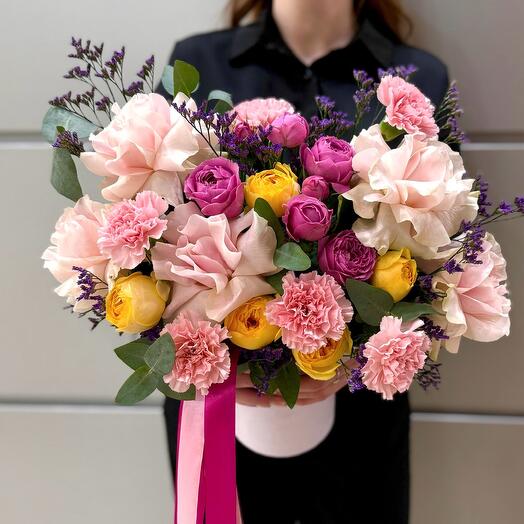 Коробка пионовидных роз 🌸