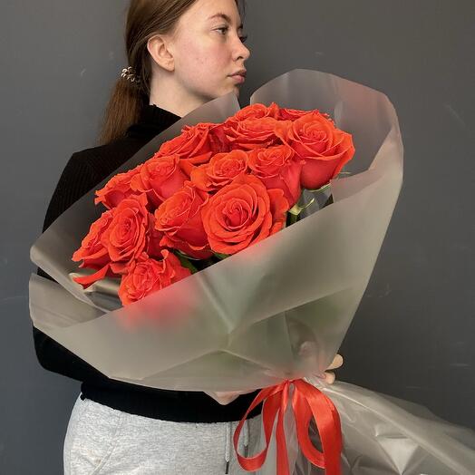 РОЗЫ | 15 Алых Роз «Нина» Эквадор