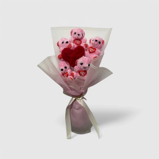 Pink Love Teddy Bear Bouqet