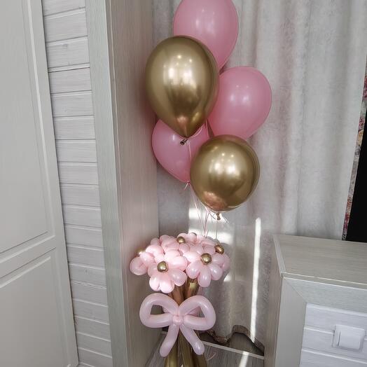 Набор шаров. Букет Ромашек + гелиевые шары шарики