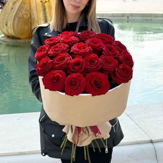 21 red roza buketi