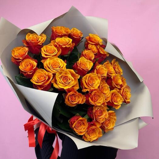 Bouquet of 31 red-orange Roses