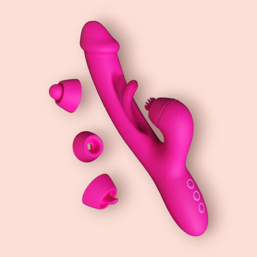 Amovibe G Spot Ultra, rabbit vibrator with interchangeable nozzles and tongue