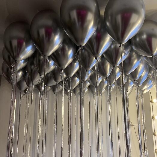 50 шаров хром под потолок на дождике