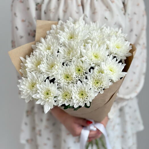 Кустовые хризантемы 5 шт в крафте «Милой»
