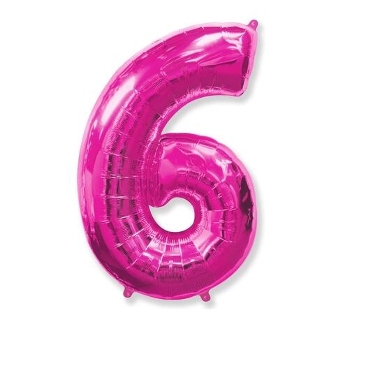 Шар цифра фуксия 6