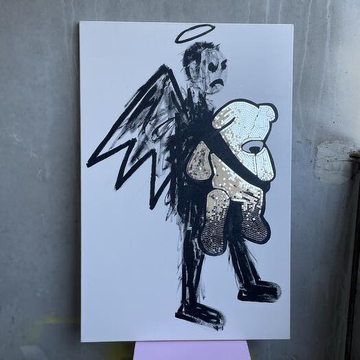 Ангел с мишкой (зеркальная мозаика)