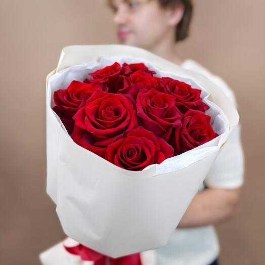 Бордовая Роза Эксплорер Explorer в оформлении 9 шт