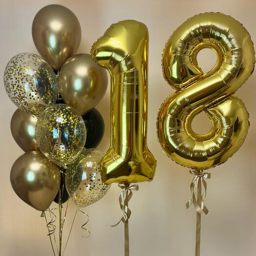 18 лет шары золото
