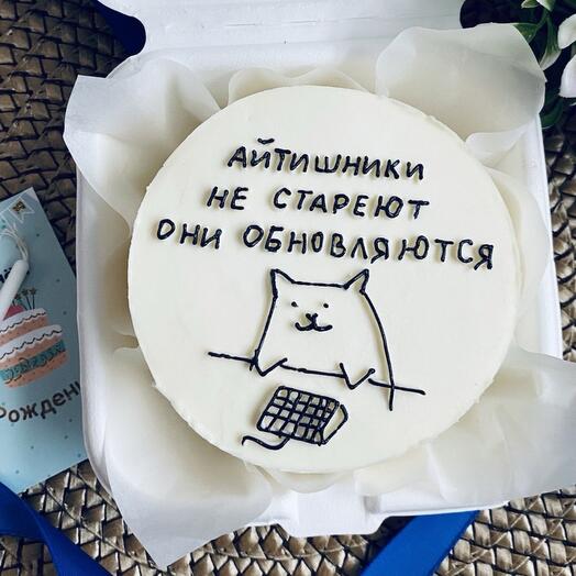 Бенто-торт айтишнику с надписью и рисунком