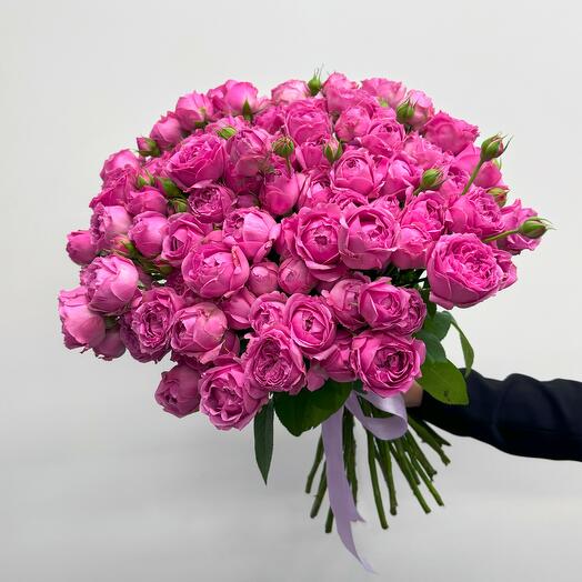 25 пионовидных роз Мисти баблс 50 см