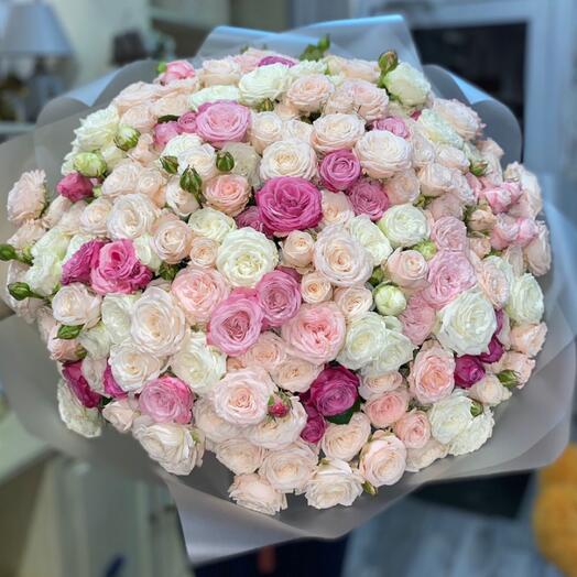 The most delicate bouquet of 51 bush roses
