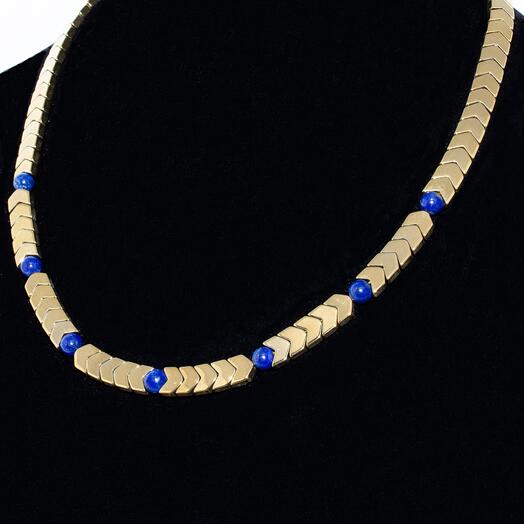 Hematite necklace with lapis lazuli