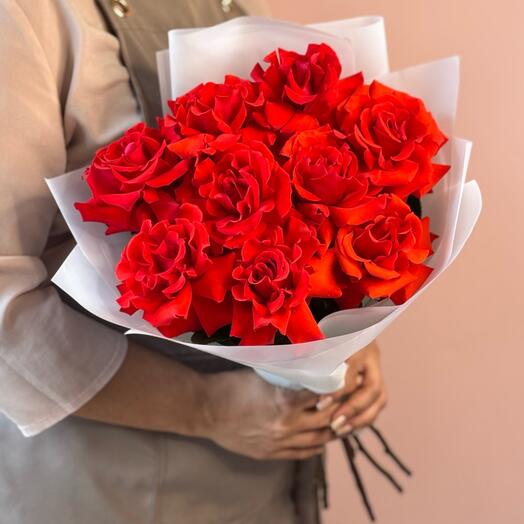 Моно букет из 9 французских роз сорта Нина