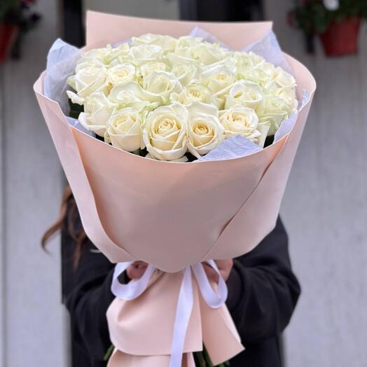 Белые Розы 25 шт букет 🌸